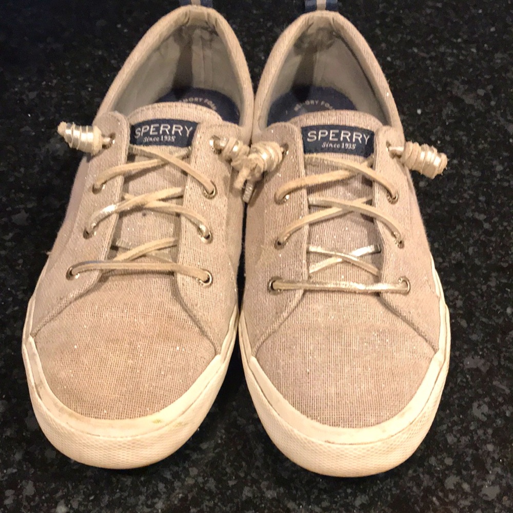 Sperry Sparkly Silver Boat Shoes